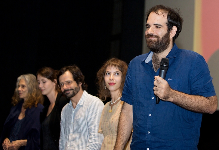 O diretor Leonardo Lacca e a sua equipe na sessão do filme Permanência